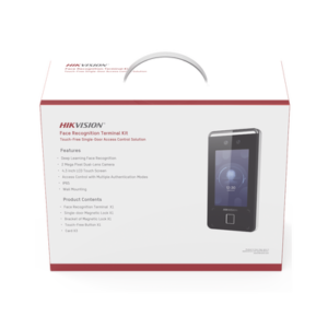 Kit de Control de Acceso TODO INCLUIDO con Lector de Rostros, QRs , Tarjetas y Huellas compatible con App HIKConnect / Videoportero / Incluye Electroimán  Botón de Salida y Montajes Z y L para imán