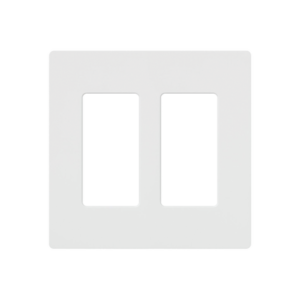 Placa de pared 2 espacios, para atenuador (dimmer), apagador ó control remoto inalámbrico LUTRON.