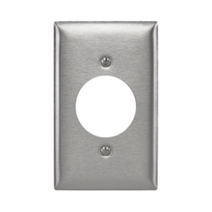 Placa para Receptaculo Sencillo 20 y 30 A de Media Vuelta/ 1.6" (40 mm) / Acero Inoxidable.