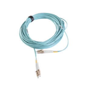Jumper de Fibra Óptica Multimodo 50/125 XGLO OM3, LC-LC Duplex, OFNR, Color Aqua, 15 Metros